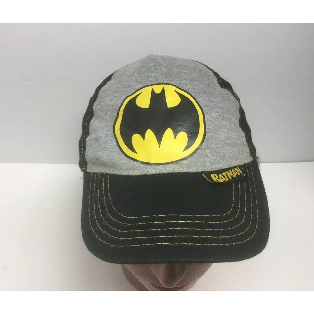 DC COMICS Batman Strap back CAP Black Yellow Logo Youth‎ Hat Kids